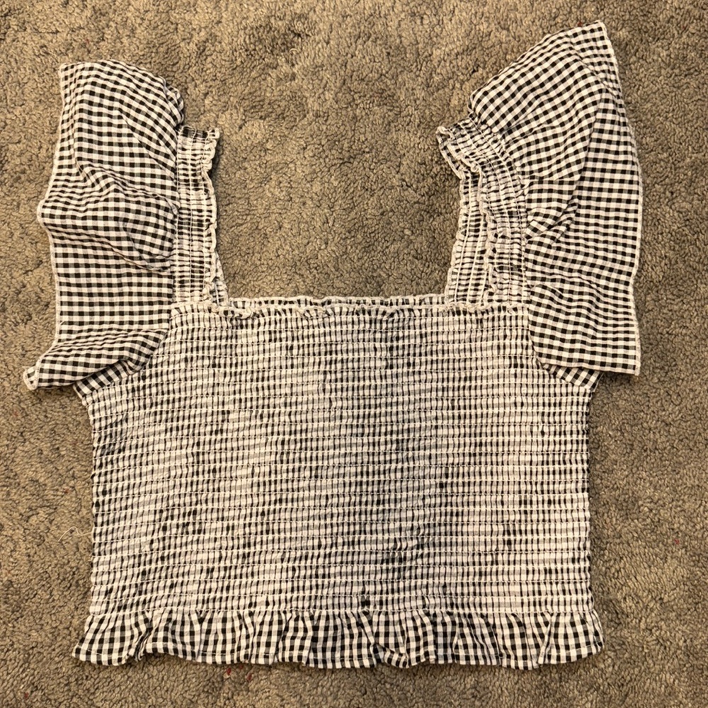 Shirred Square Neck Crop Top